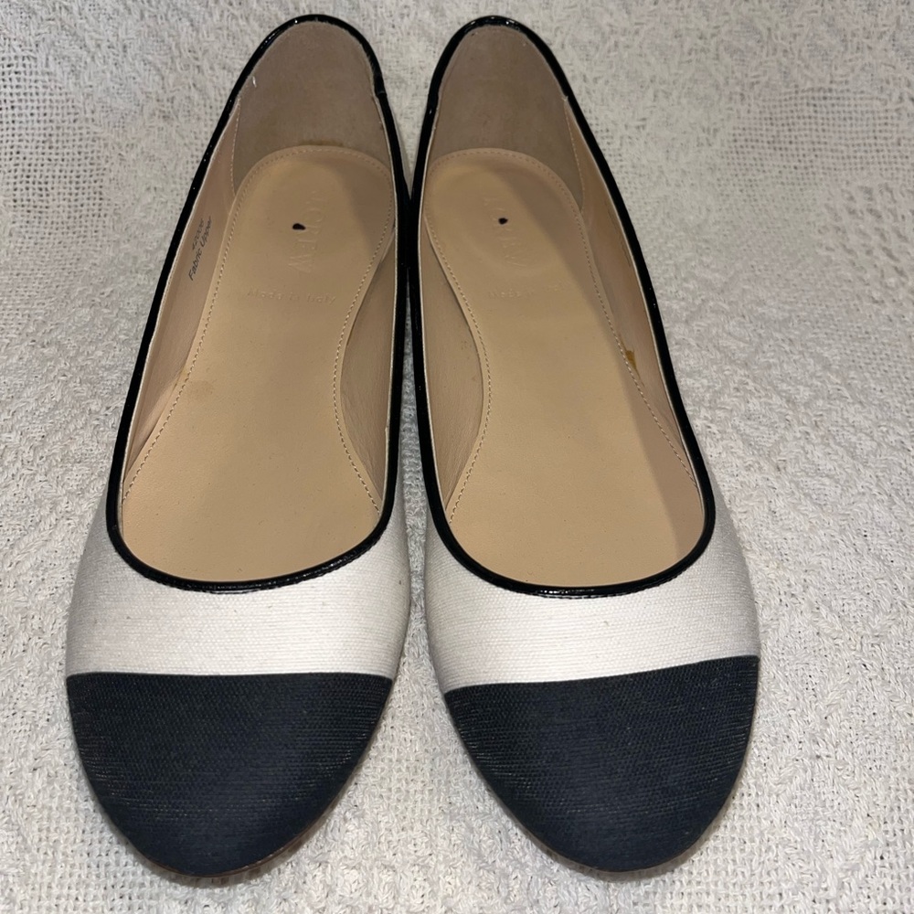 J. Crew Nora Navy and White Stripe Ballet Flats 6.5